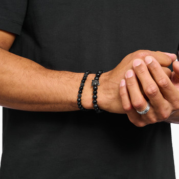 Bracelet THOMAS SABO argent black cat obsidiennes noir