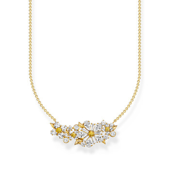 Necklace THOMAS SABO silver yellow gold zirconium oxide flower 45cm