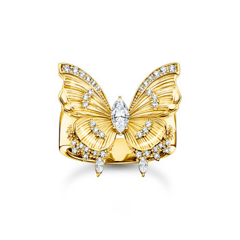 Bague THOMAS SABO argent doré jaune papillon oxyde de zirconiums