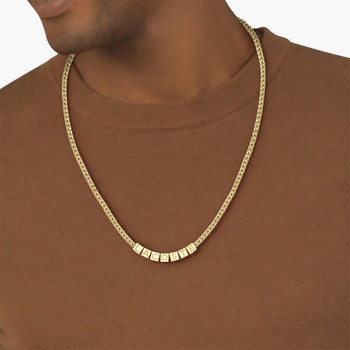 Chaine LACOSTE script acier inoxydable doré