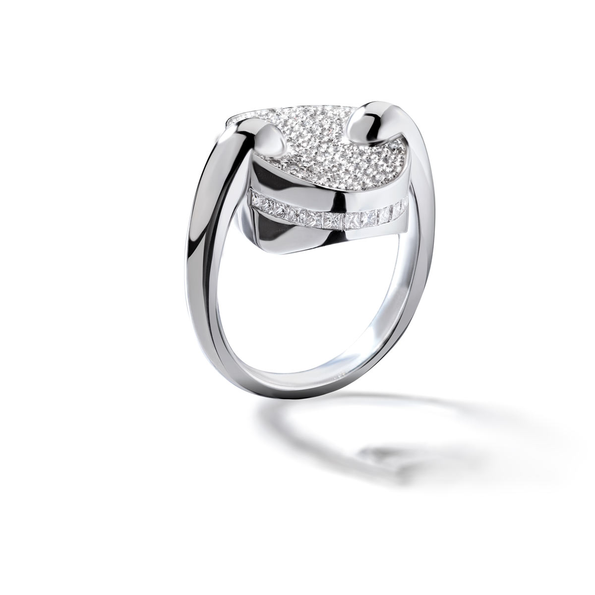 Bague or blanc diamants - vue 2