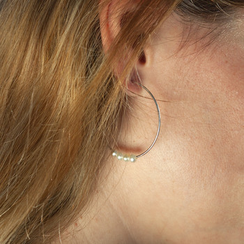 Boucles d'oreilles d'occasion or 750 blanc perles de culture de chine