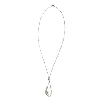 Collier d'occasion or 750 blanc diamants et perle de culture blanche 45 cm