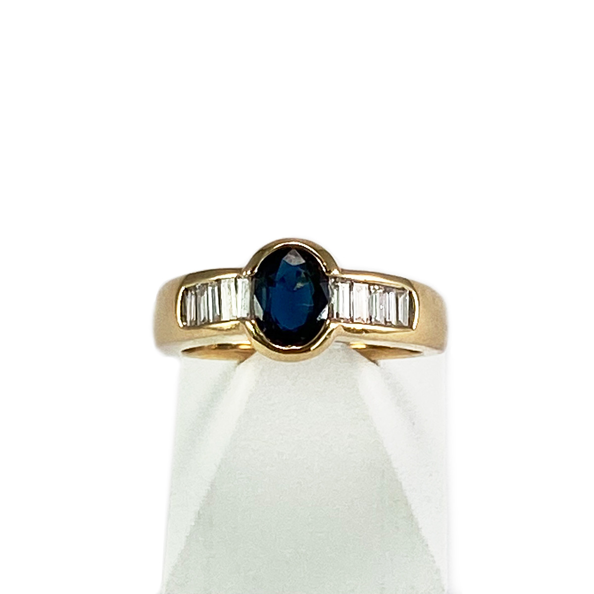Bague d'occasion or 750 jaune saphir diamants