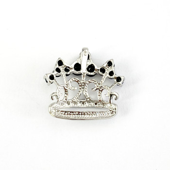 Pendentif d'occasion couronne or 750 blanc saphirs diamants