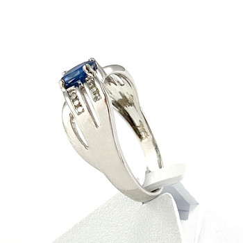 Bague d'occasion or 750 blanc saphir diamants