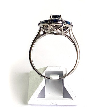 Bague d'occasion or 750 blanc saphirs diamants