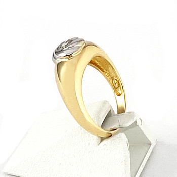 Second hand ring gold 750 2 tone diamonds