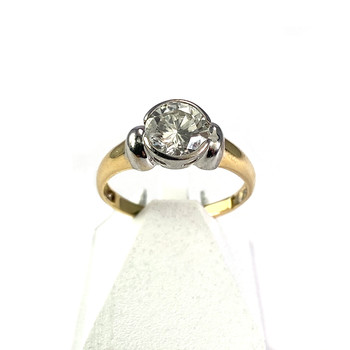 Solitaire second hand gold 750 2 tone diamond