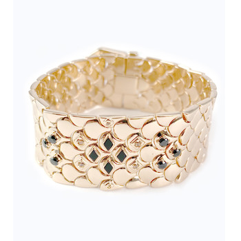 Bracelet d'occasion doré rose spinelles zirconias acrylique 19 cm