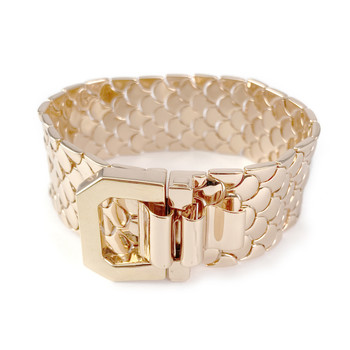 Bracelet d'occasion doré rose spinelles zirconias acrylique 19 cm