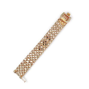 Bracelet d'occasion doré rose spinelles zirconias acrylique 19 cm