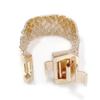 Bracelet d'occasion doré rose spinelles zirconias acrylique 19 cm