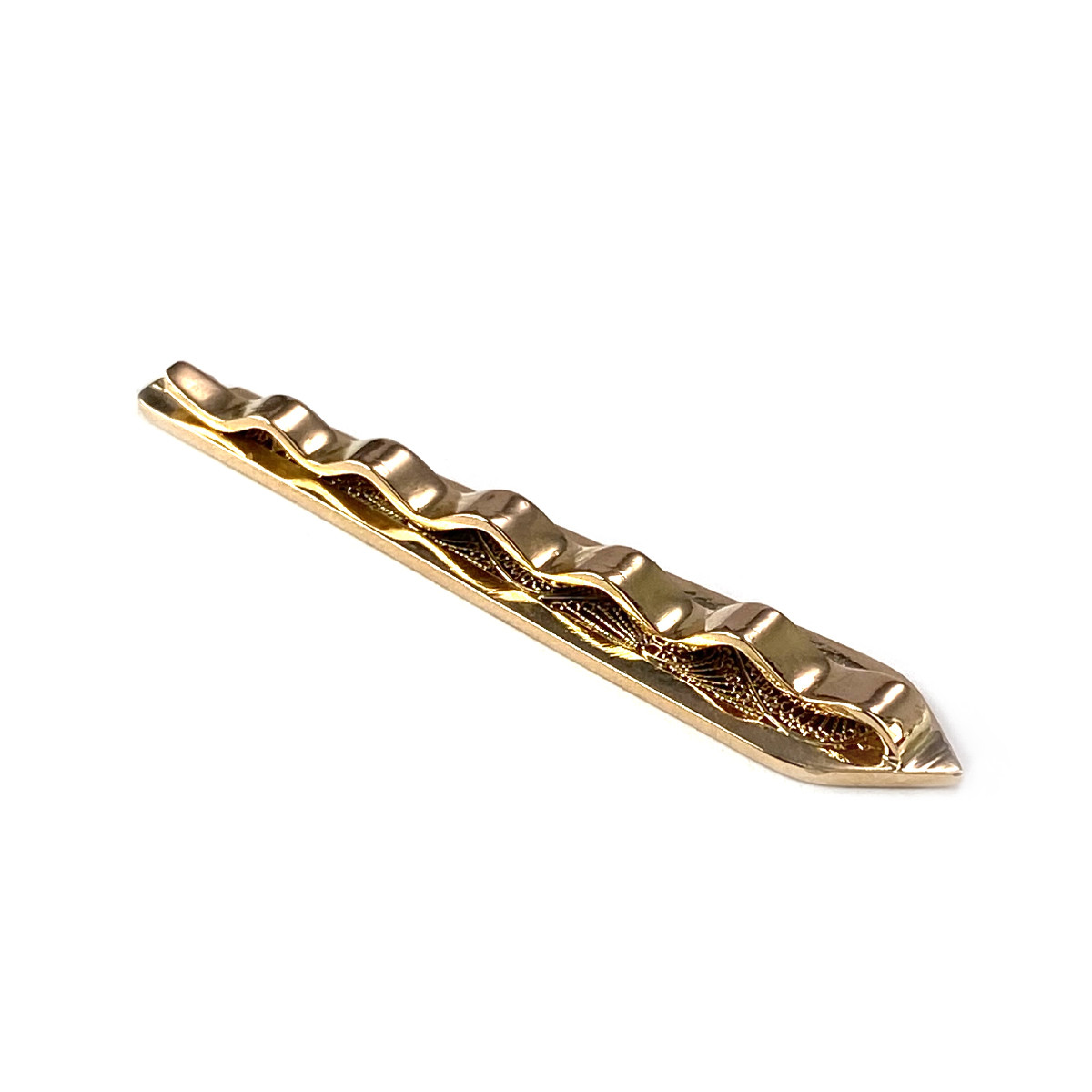 Broche d'occasion or 750 jaune motif filigrané - vue 3