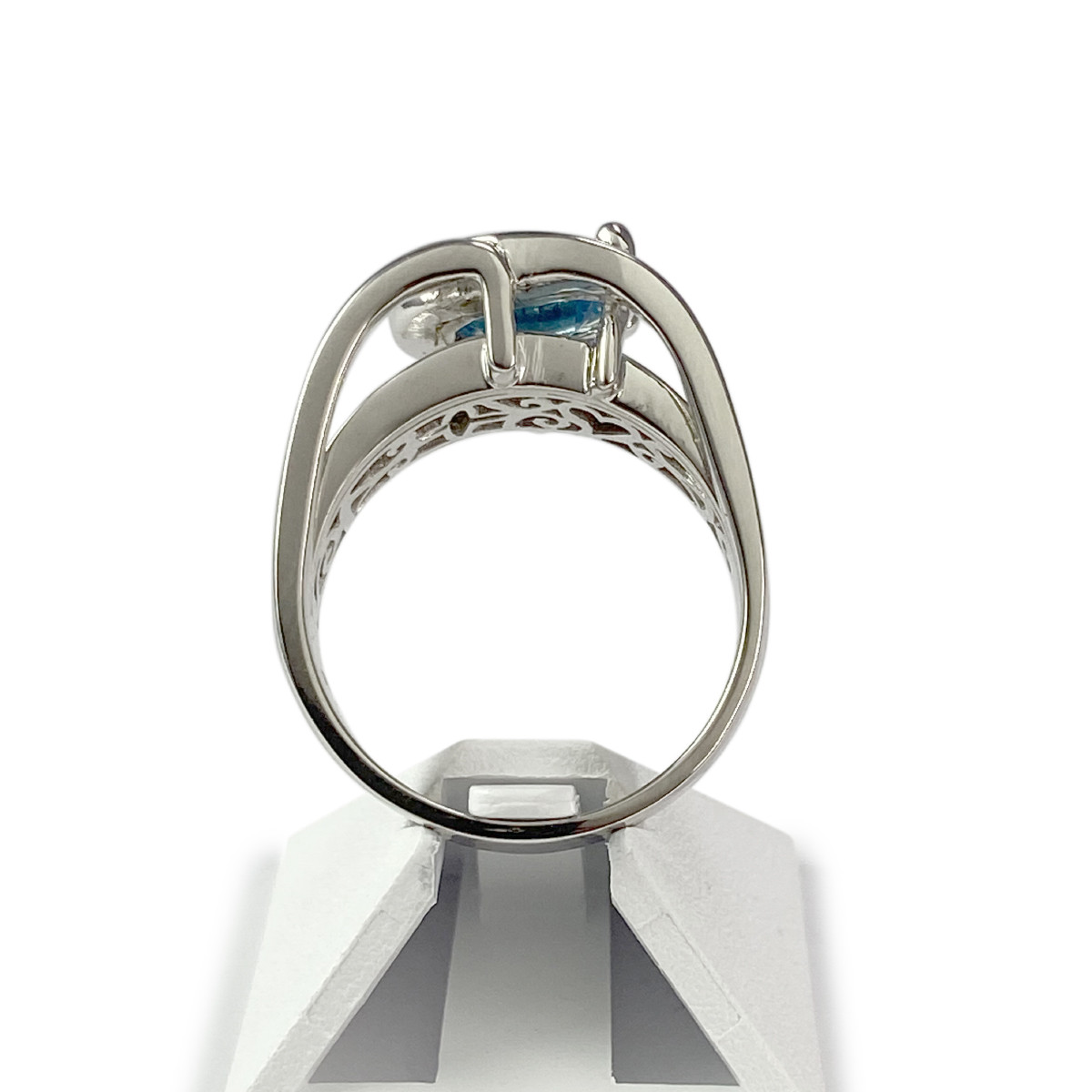 Bague d'occasion or 750 blanc diamants topaze - vue 3
