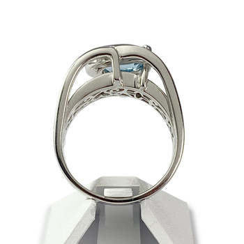 Bague d'occasion or 750 blanc diamants et topaze