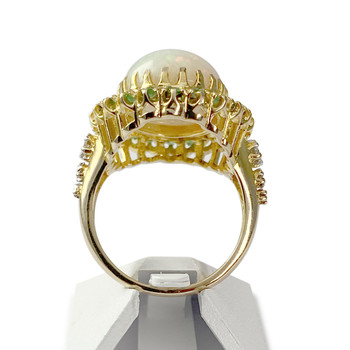 Bague d'occasion or 750 jaune opale tsavorite diamants