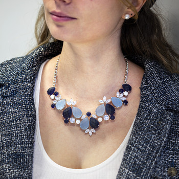 Collier d'occasion argent zirconias pierres imitation 43 cm