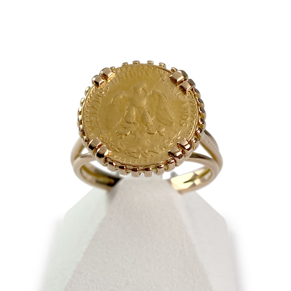 Bague d'occasion or 750 jaune pièce mexicaine