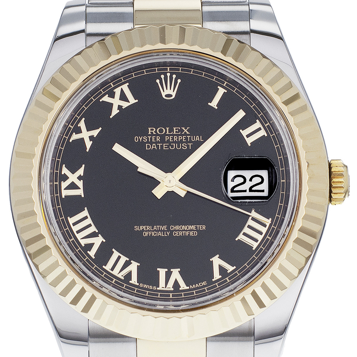 Montre d'occasion Rolex Date Just homme automatique or jaune et acier