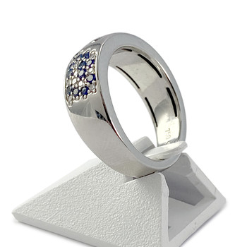 Bague d'occasion or 750 blanc saphir et diamant