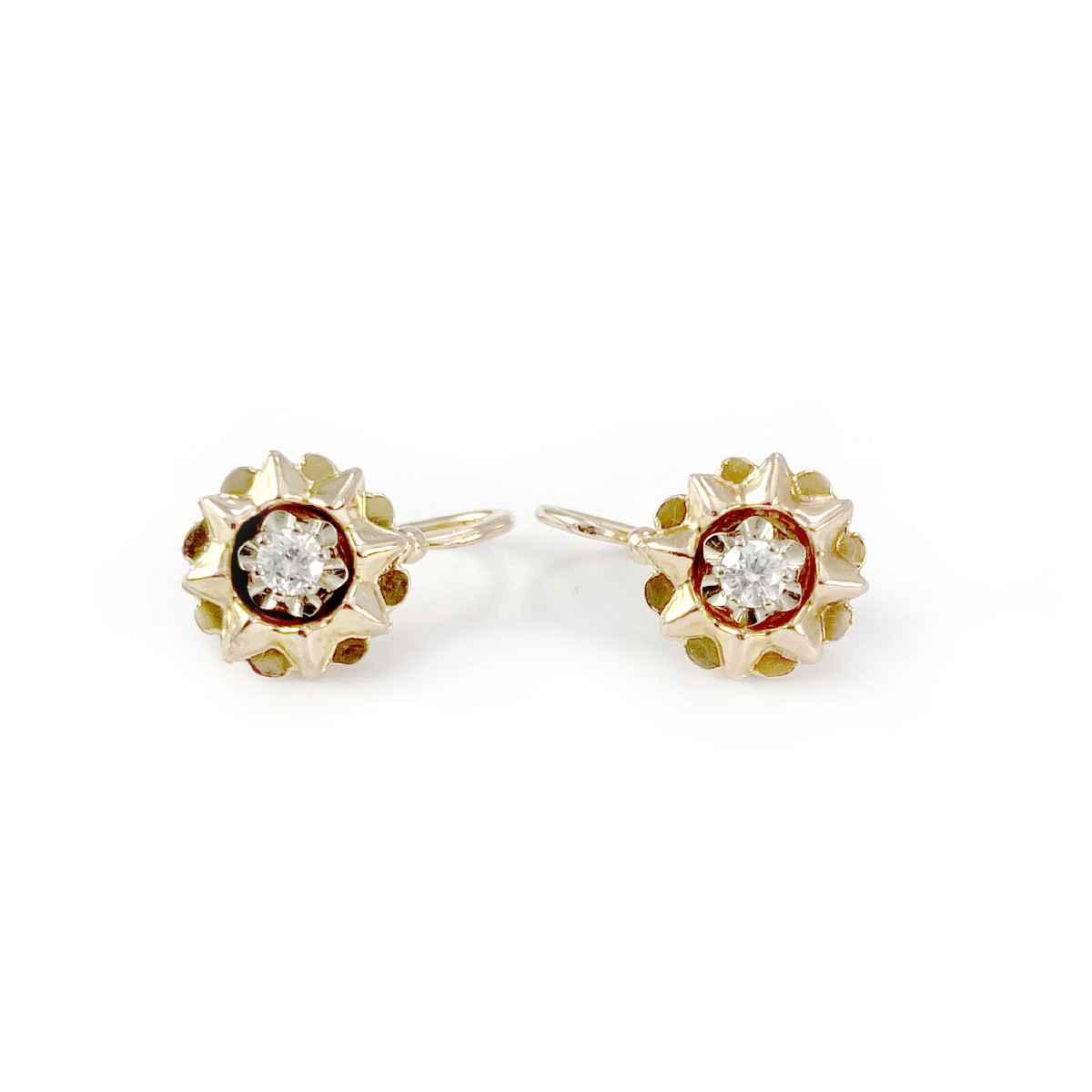 Boucles d'oreilles d'occasion or 750 jaune diamants