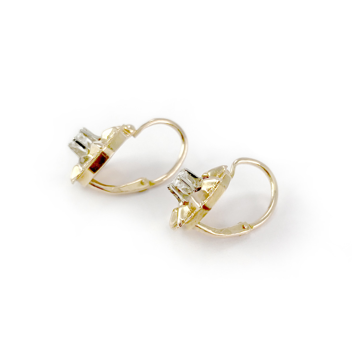 Boucles d'oreilles d'occasion or 750 jaune diamants - vue 2