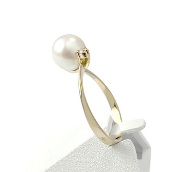 Bague d'occasion or 750 jaune diamants perle de culture