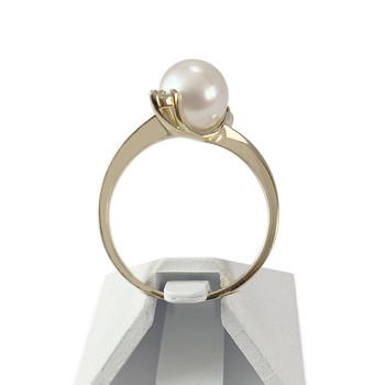 Bague d'occasion or 750 jaune diamants perle de culture