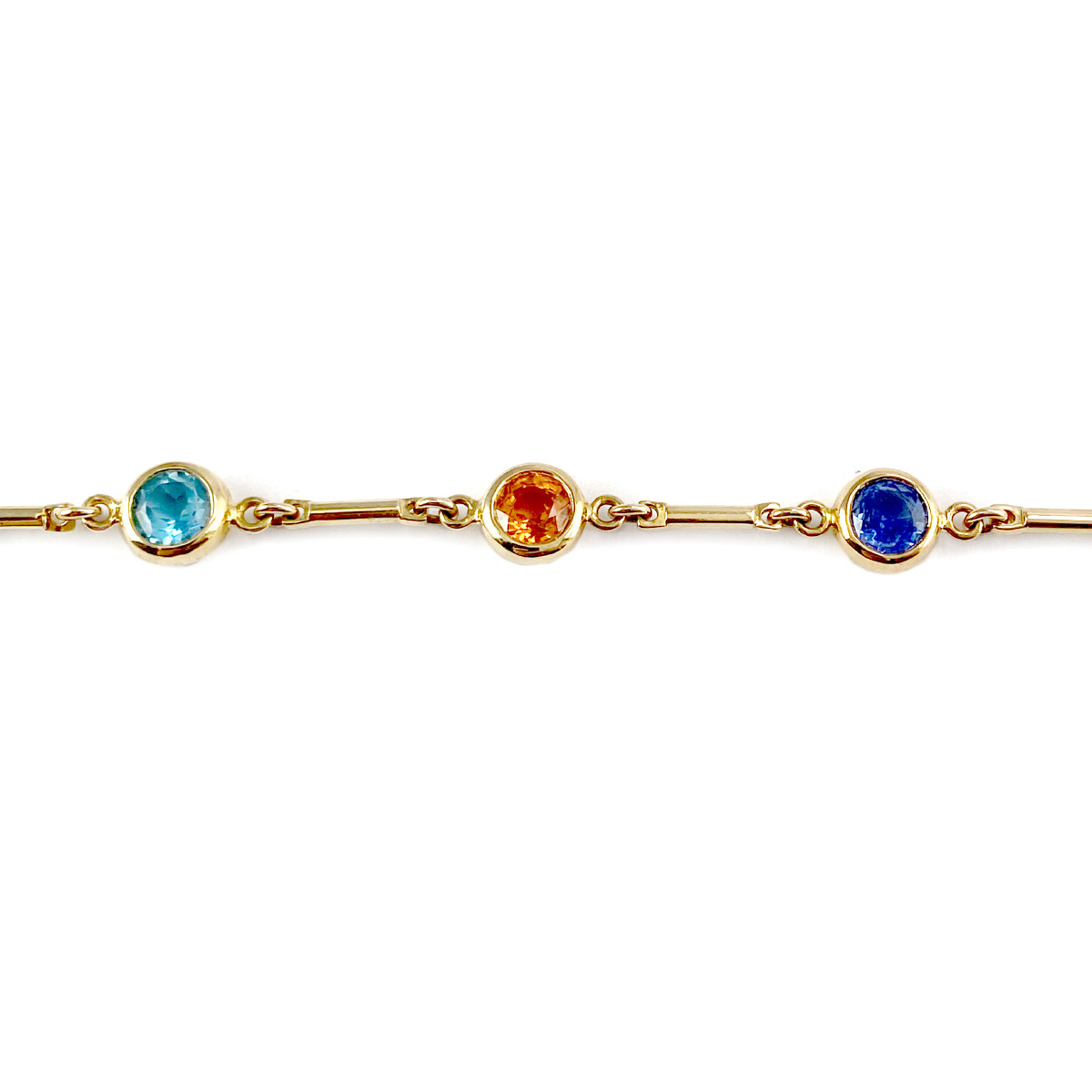 Collier d'occasion or 750 jaune saphirs multicolores et topaze - vue 3