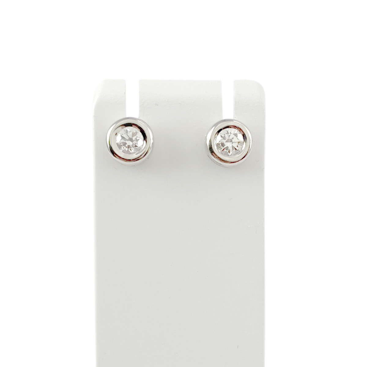 Boucles d'oreilles d'occasion or 750 blanc diamants