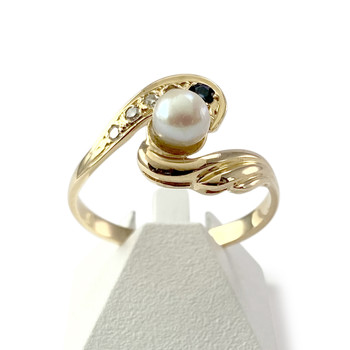 Bague d'occasion or 750 jaune saphir perle diamants