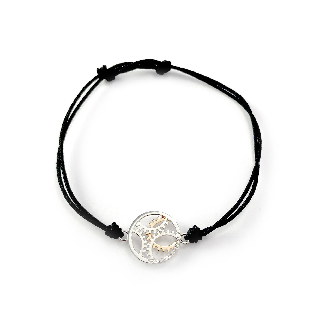 Bracelet d'occasion Vesontio 2 ors cordon noir diamants - vue 2