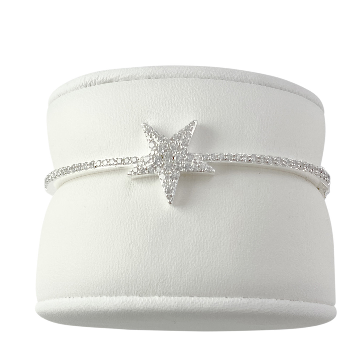 Bracelet jonc d'occasion argent 925 ouvrant zirconias 6 cm