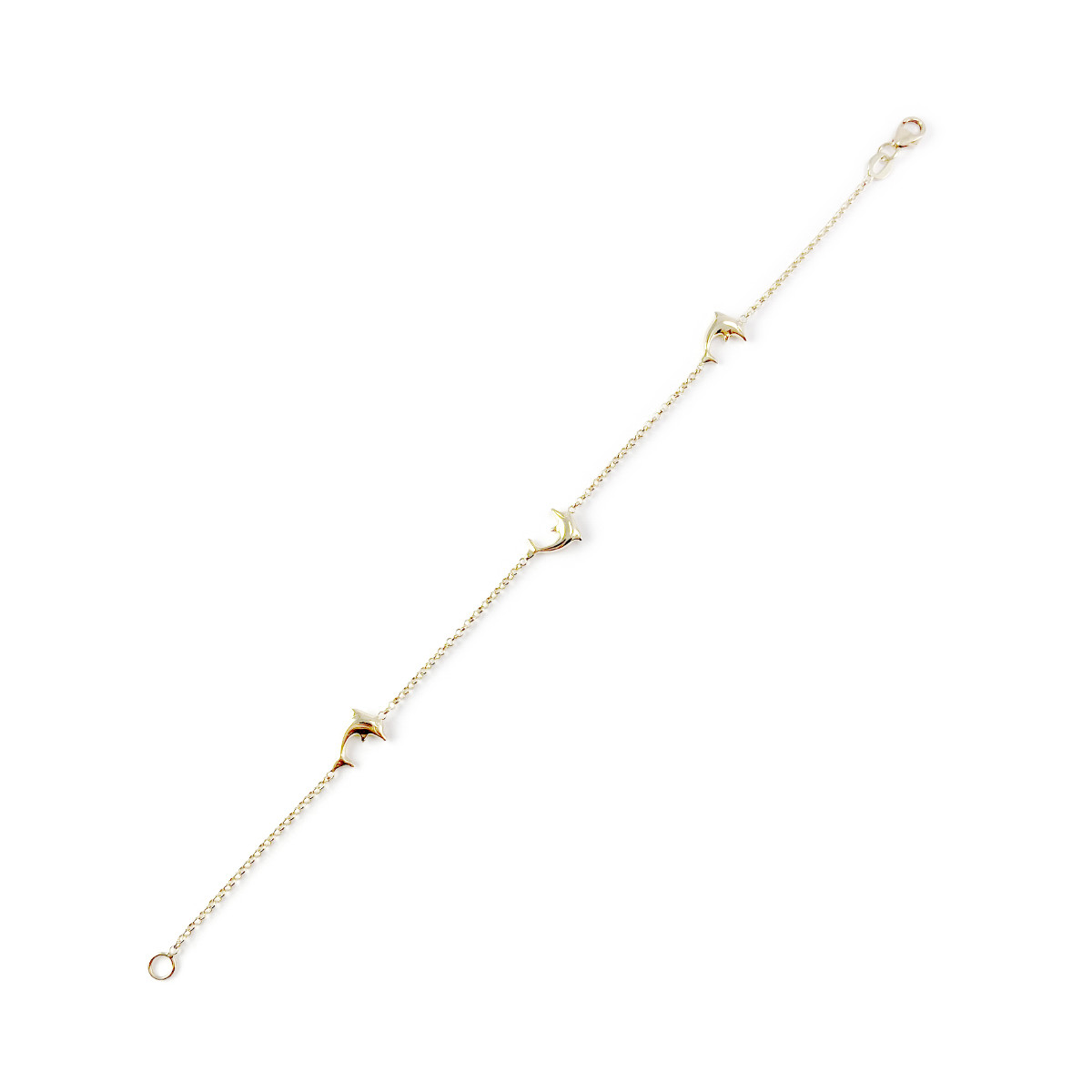 Bracelet d'occasion or 750 jaune maille forçat et dauphins 19.5 cm - vue 2