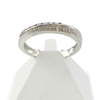 Bague d'occasion or 375 blanc diamants noirs et blancs