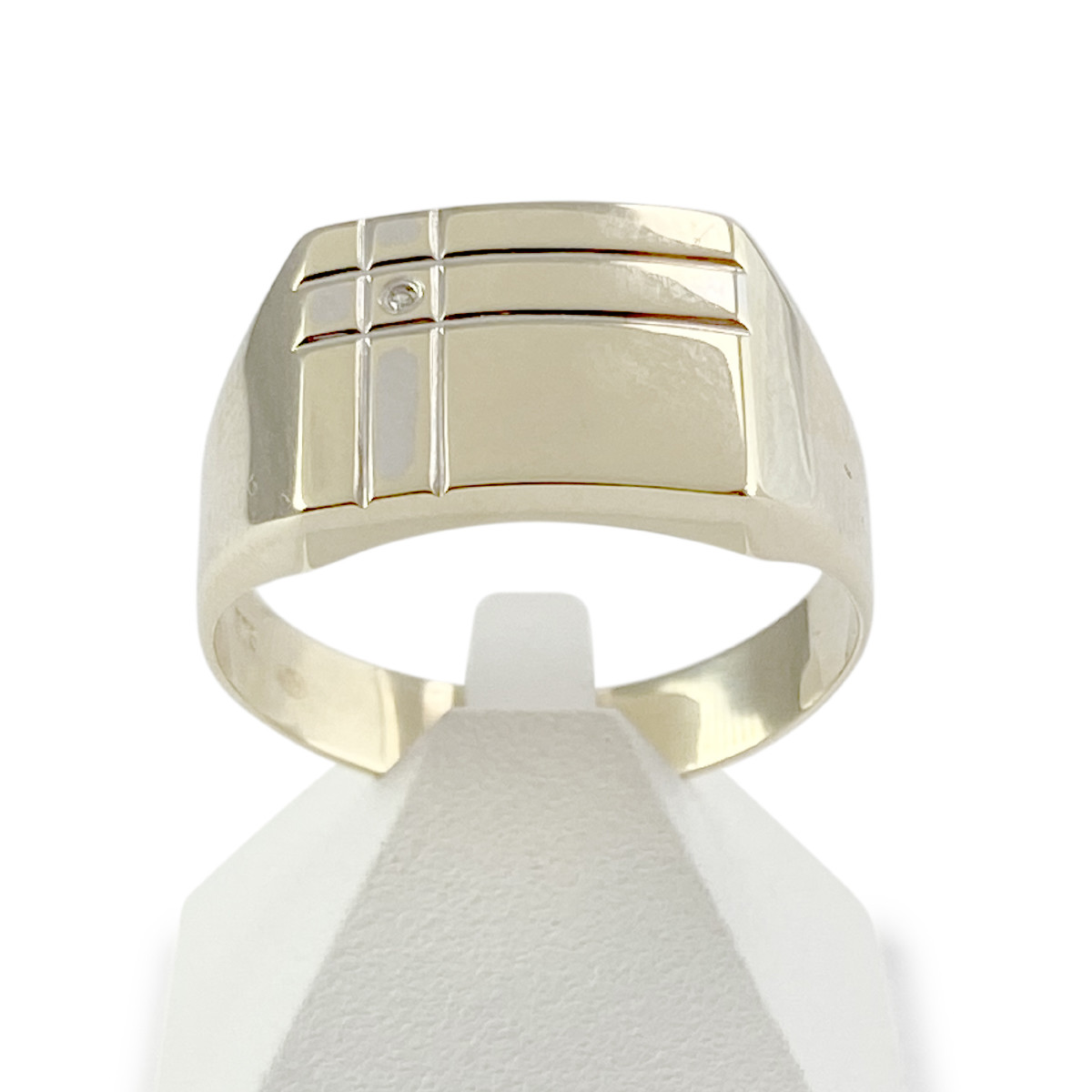 Chevalière d'occasion or 375 jaune diamant