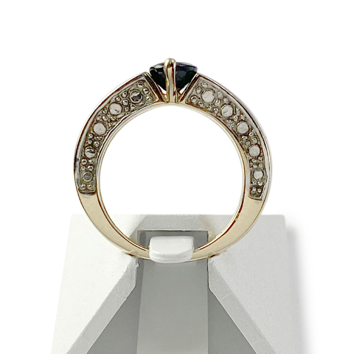 Bague d'occasion or 750 et rhodié saphir - vue 3