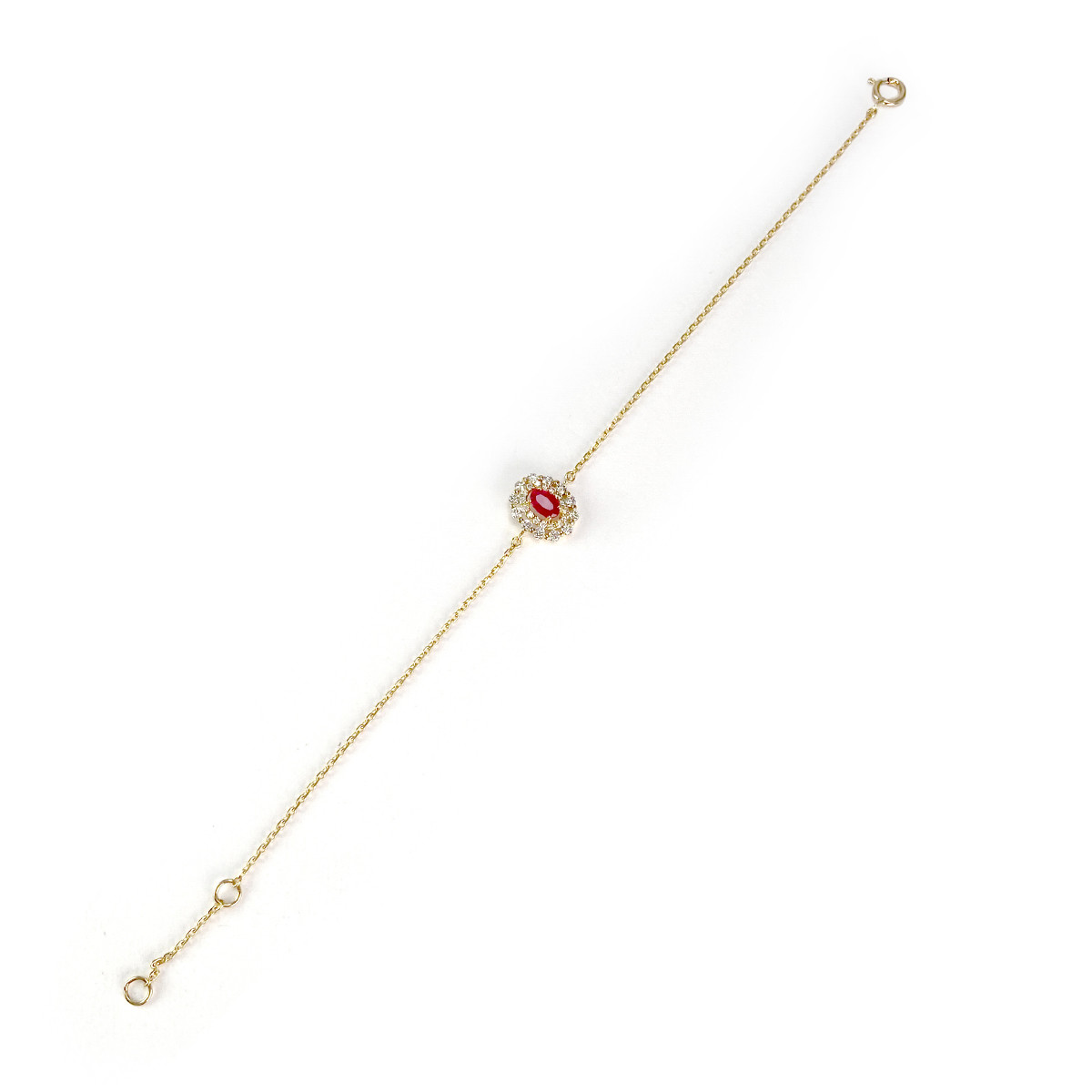 Bracelet d'occasion or 750 jaune rubis diamants 18 cm - vue 3