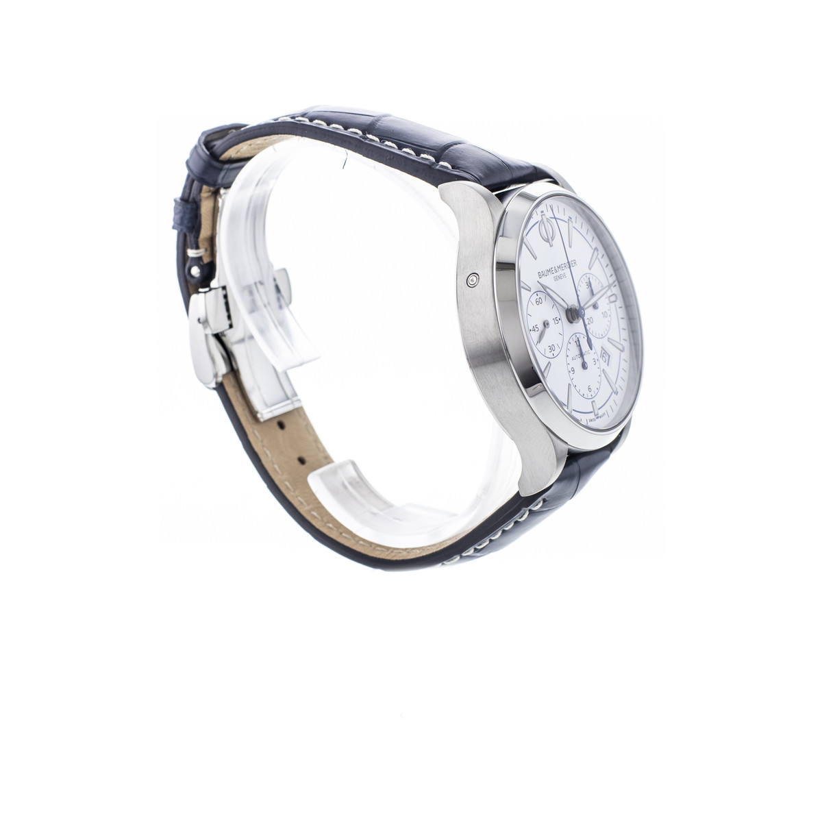Montre d'occasion Baume et Mercier Capeland homme chronographe automatique acier bracelet cuir noir - vue 2