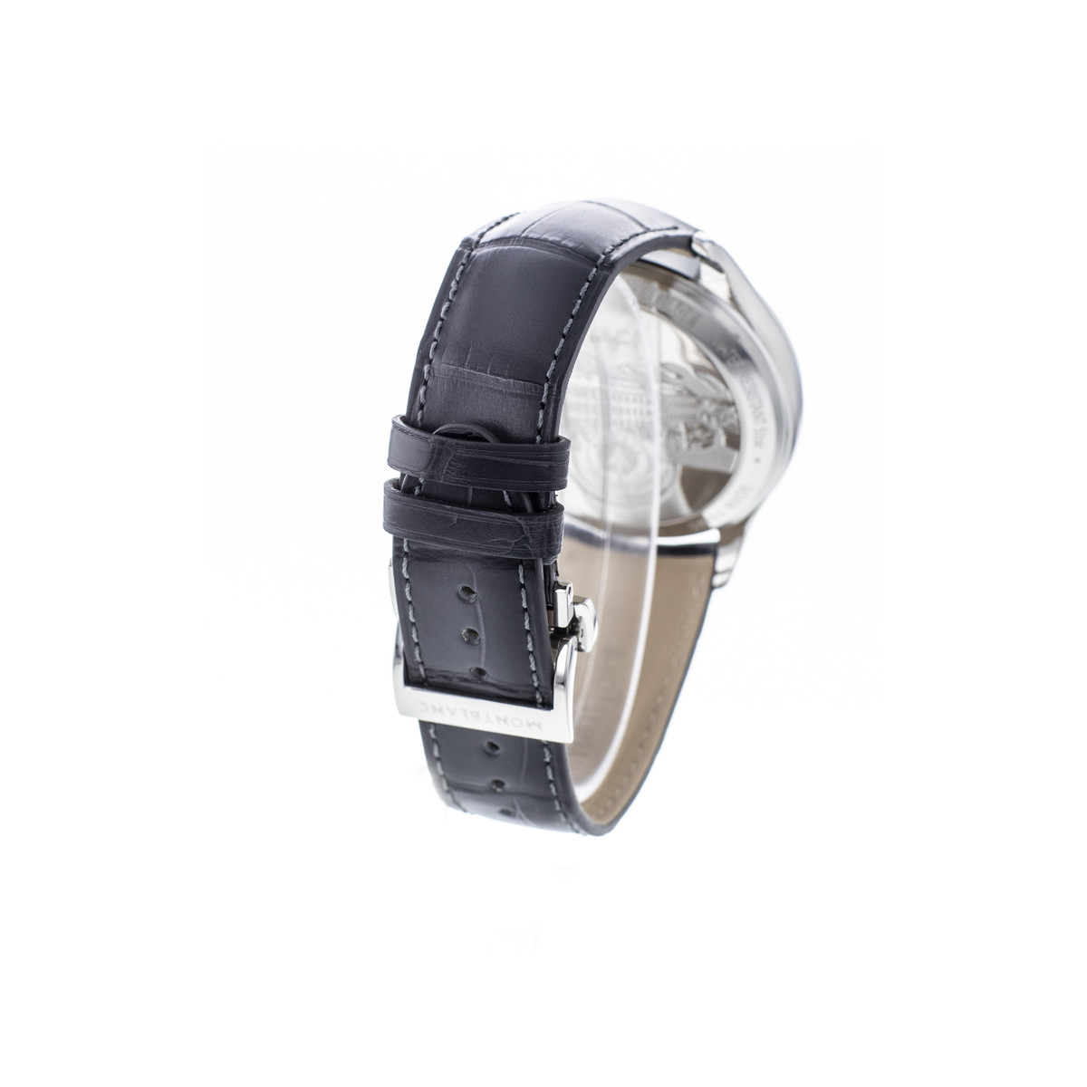 Montre d'occasion Montblanc Heritage homme chronographe automatique acier bracelet cuir noir - vue 3