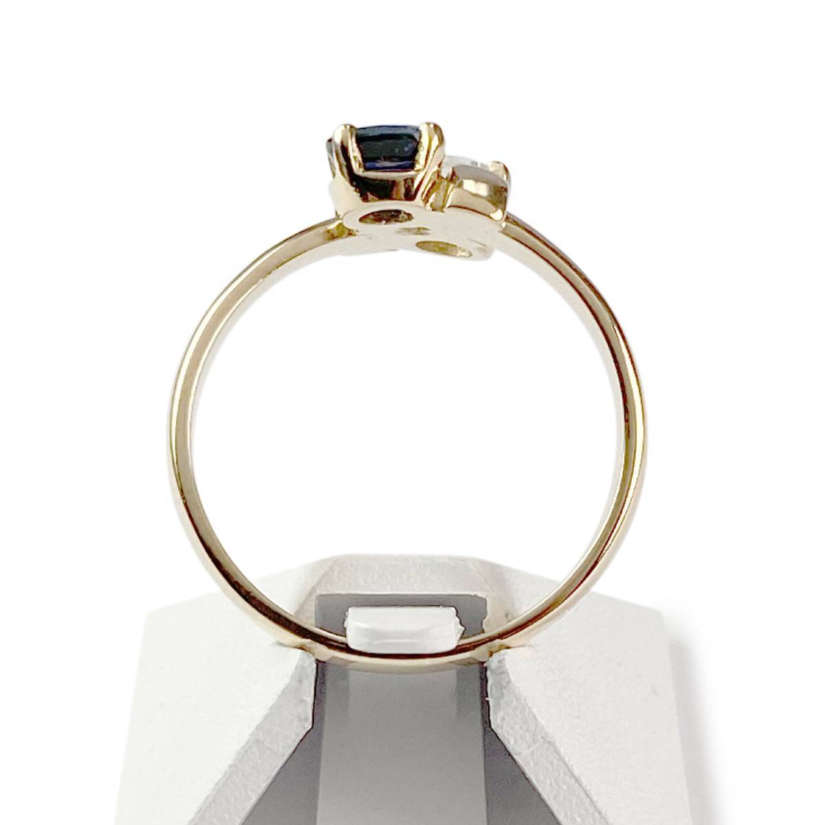 Bague d'occasion or 750 jaune diamant saphir - vue 2