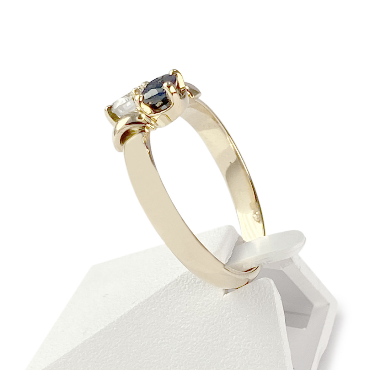 Bague d'occasion or 750 jaune diamant saphir - vue 3