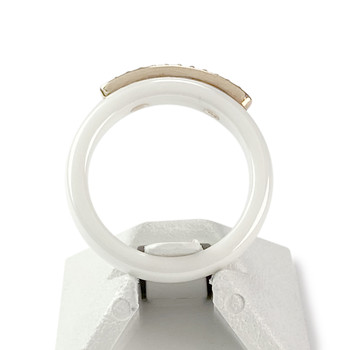 Bague d'occasion or 375 rose céramique blanche et diamants
