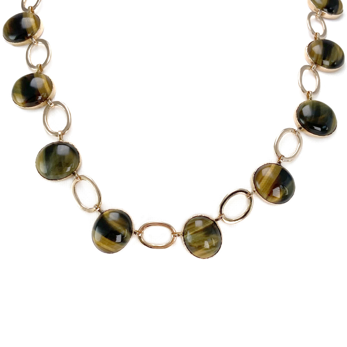 Collier d'occasion or 750 jaune oeil de tigre 44.5 cm