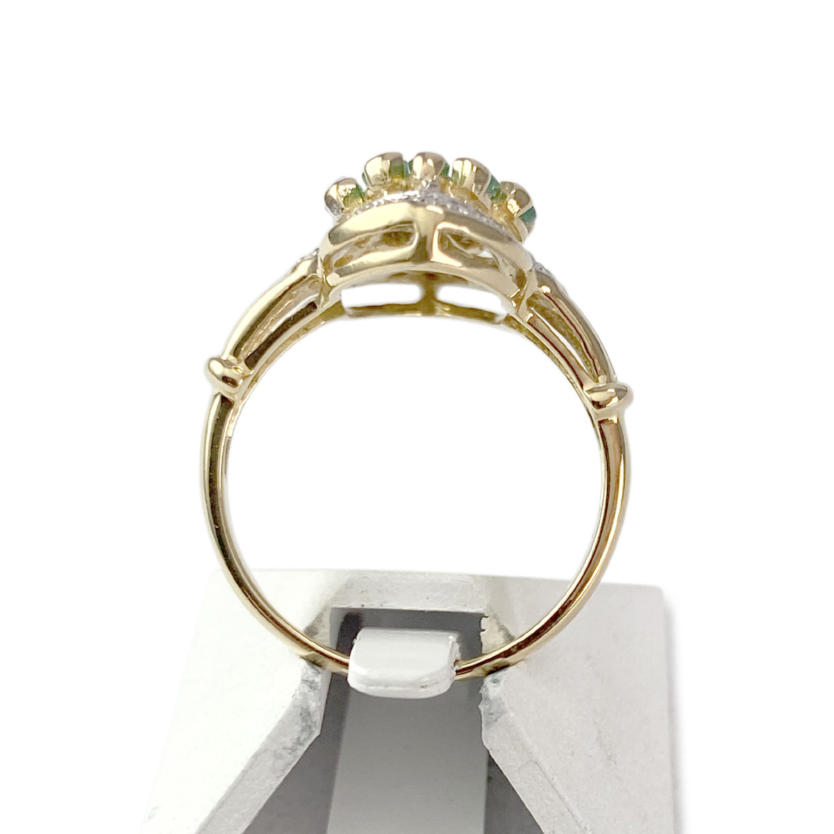 Bague d'occasion or 750 jaune émeraudes diamants - vue 3