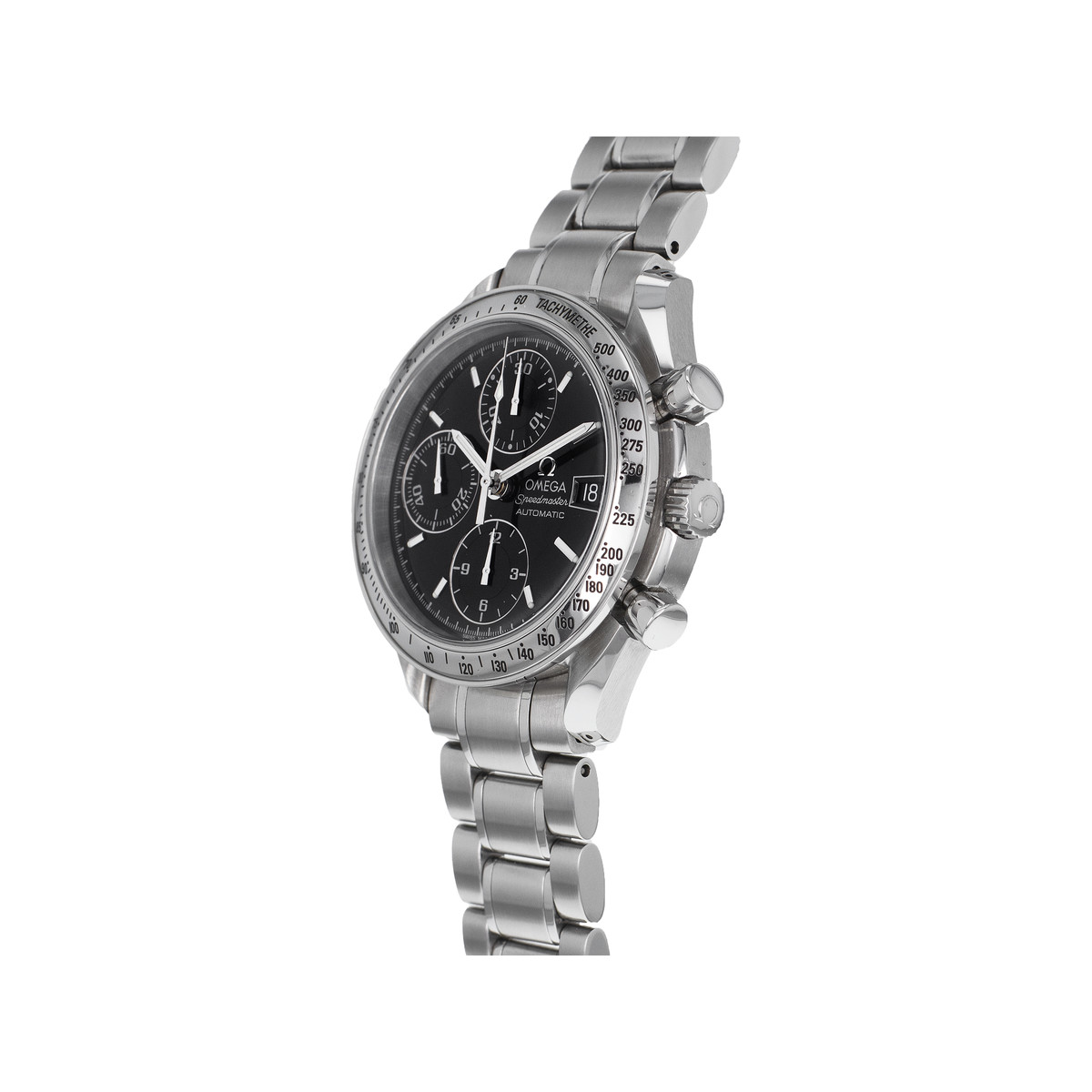 Montre d'occasion Omega Speedmaster homme chronographe automatique acier - vue D2