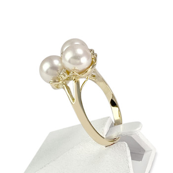 Bague d'occasion or 750 jaune diamants perles de culture
