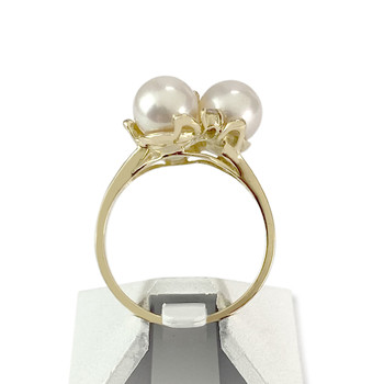 Bague d'occasion or 750 jaune diamants perles de culture
