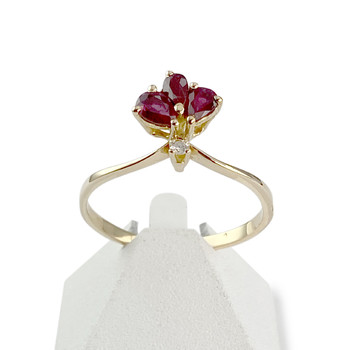 Bague d'occasion or 750 jaune diamant rubis